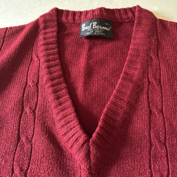 vintage bud burma Burgundy V-neck Sweater Size XL - Picture 3 of 6